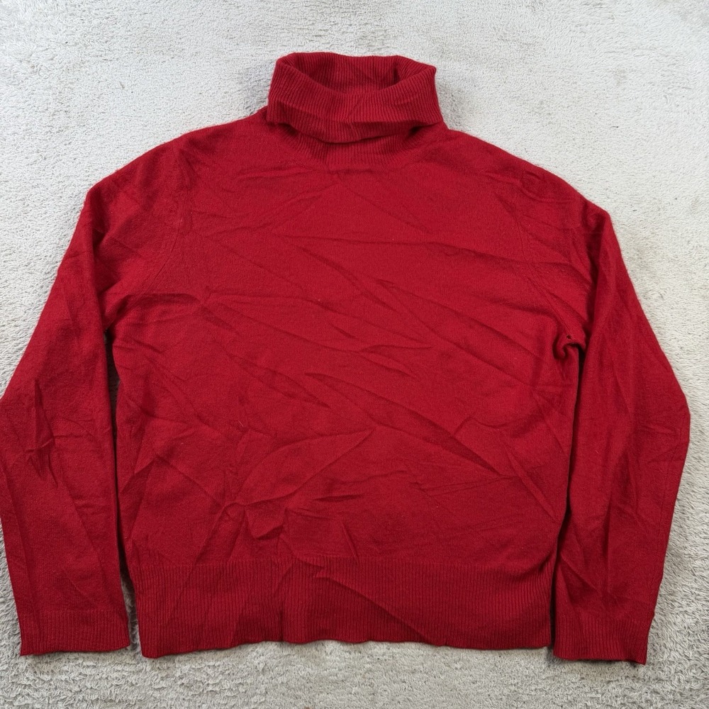 Croft & Barrow Sweater Womens Large Red 100% Cashmere Turtleneck Pullover Soft